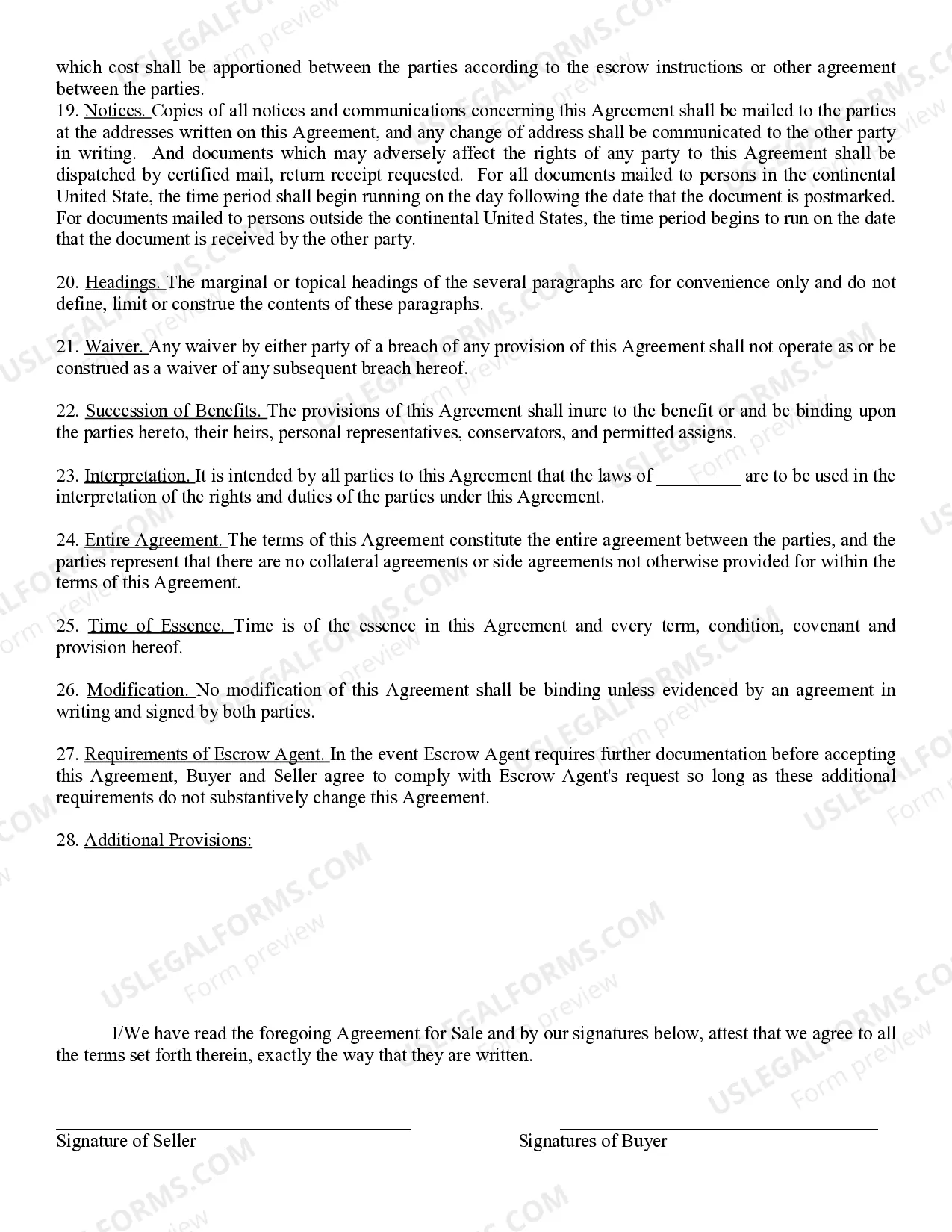 Preview Agreement for Sale - Residential