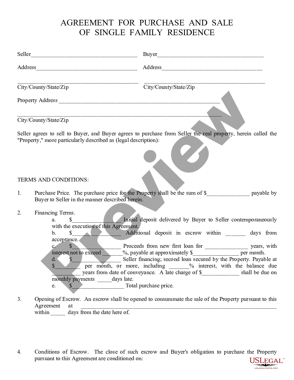page 0 Agreement for Sale, Short Form - Residential preview