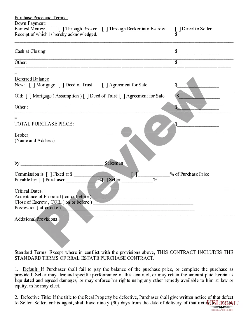 Preview Purchase Contract and Receipt - Residential