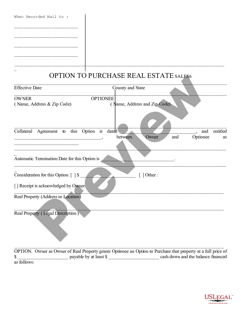 page 0 Option to Purchase - Residential preview