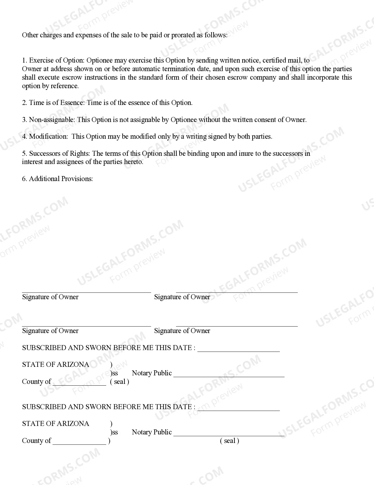 Preview Option to Purchase - Residential