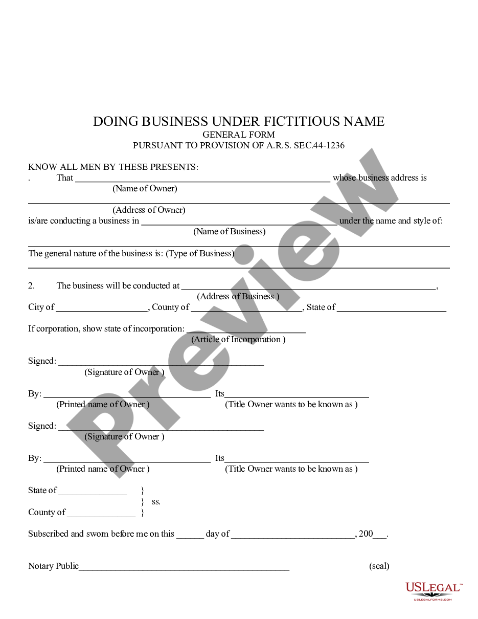 form Doing Business Under Fictitious Name preview