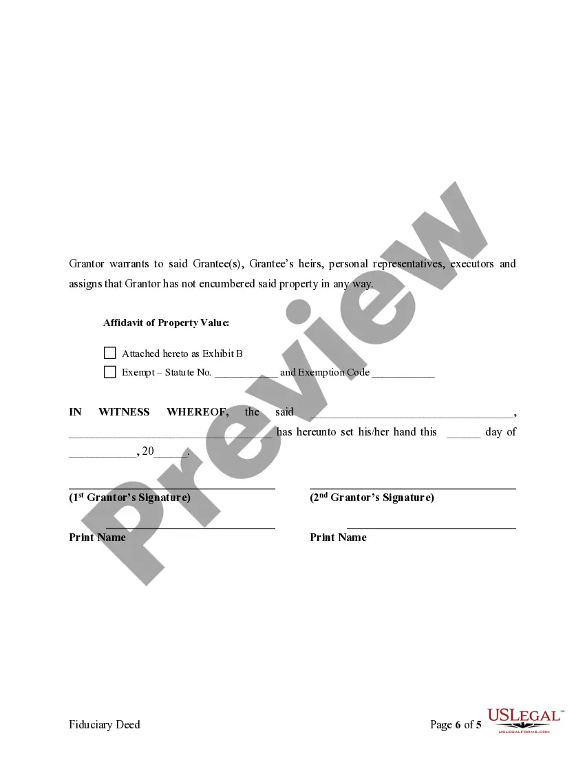 Preview Warranty Deed for Fiduciary