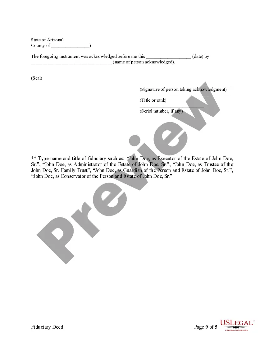 Preview Warranty Deed for Fiduciary