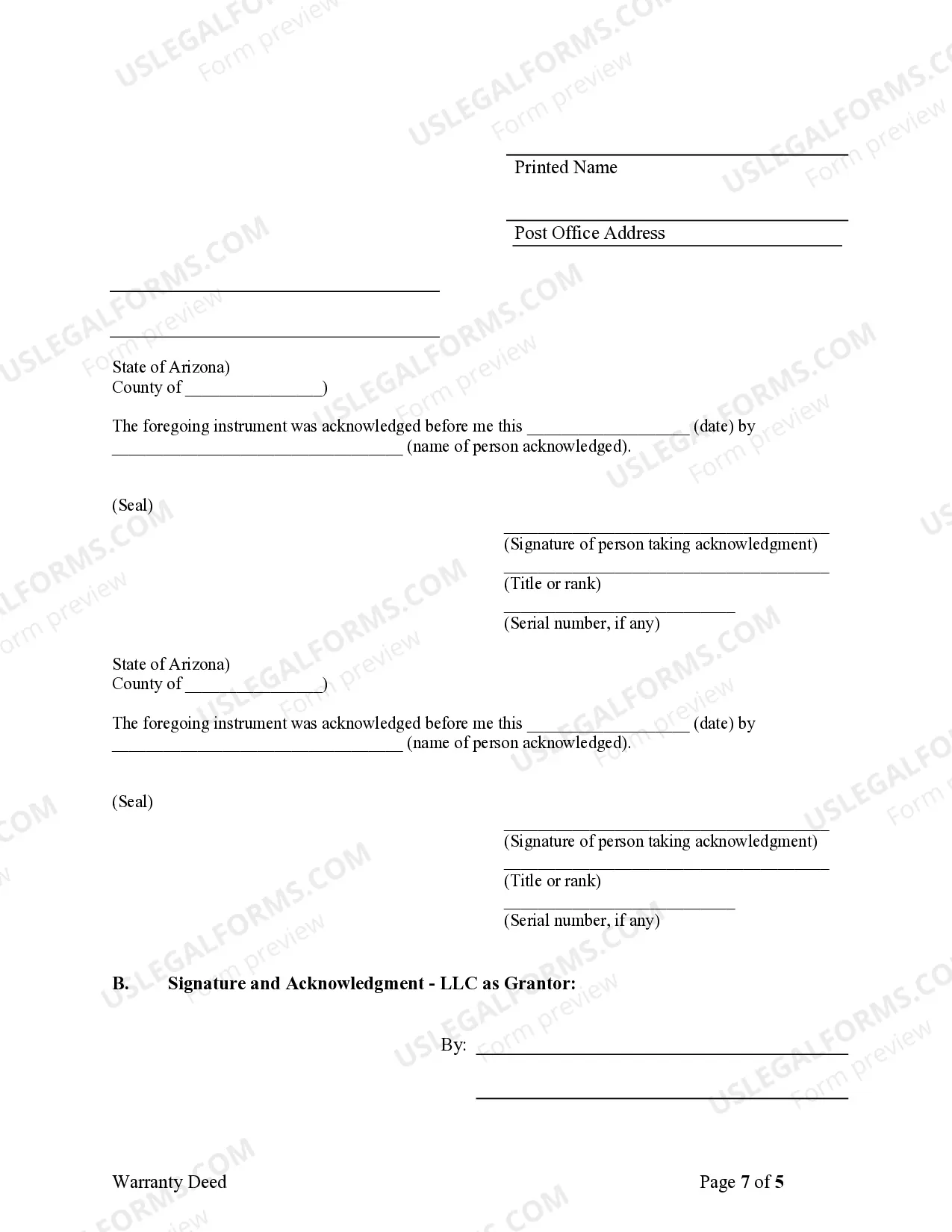Preview Warranty Deed from Limited Partnership or LLC is the Grantor, or Grantee