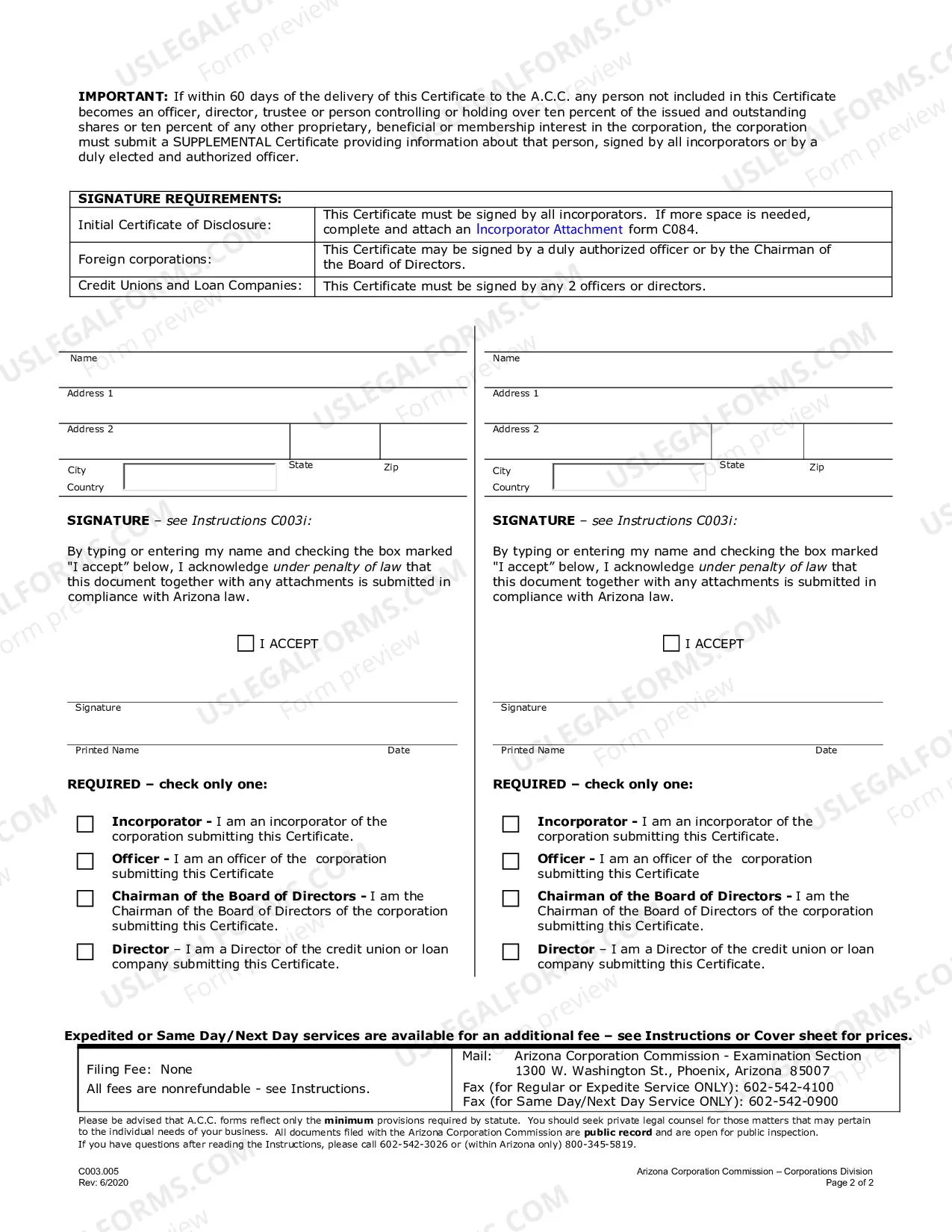 Preview Certificate Of Disclosure