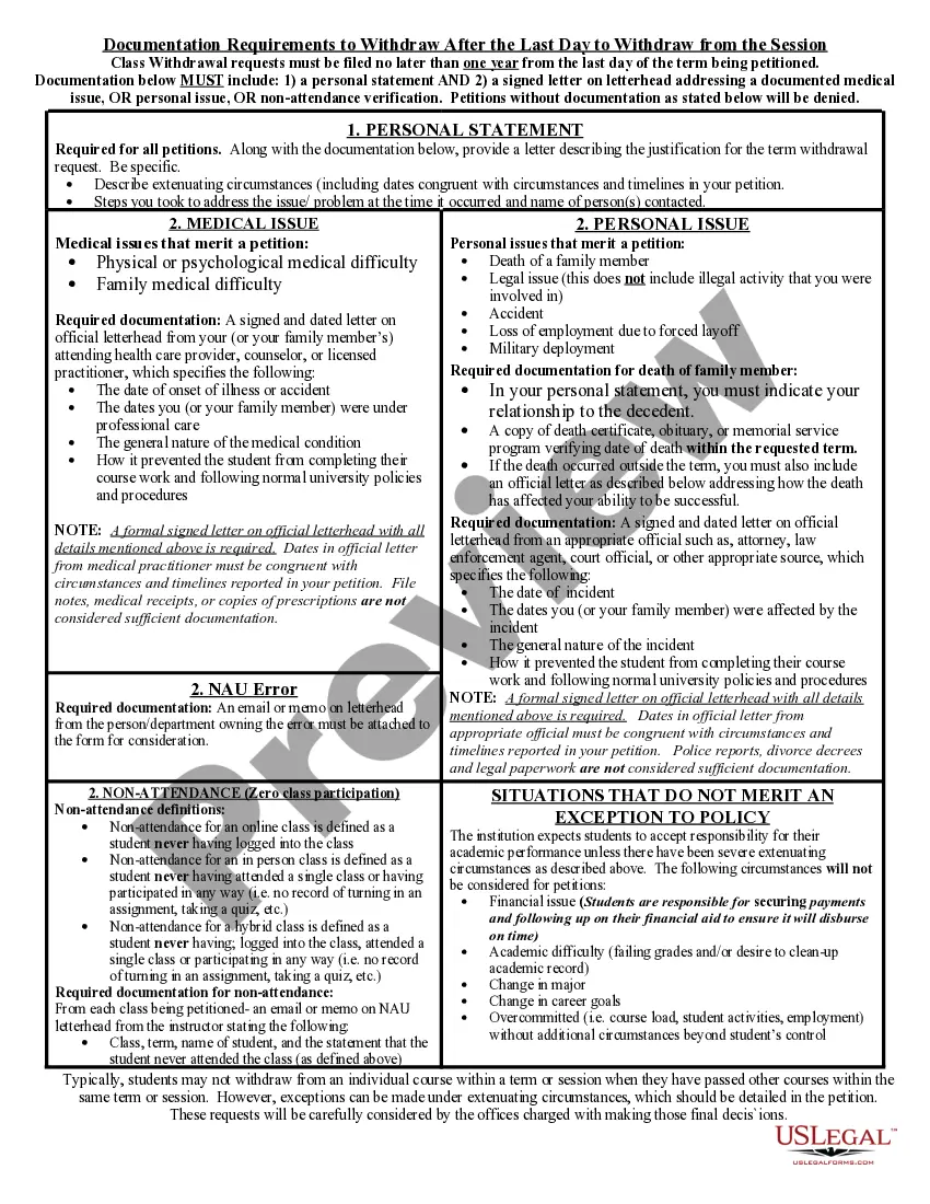 Preview Petition to Withdraw from a Class After the Course Withdraw Deadline