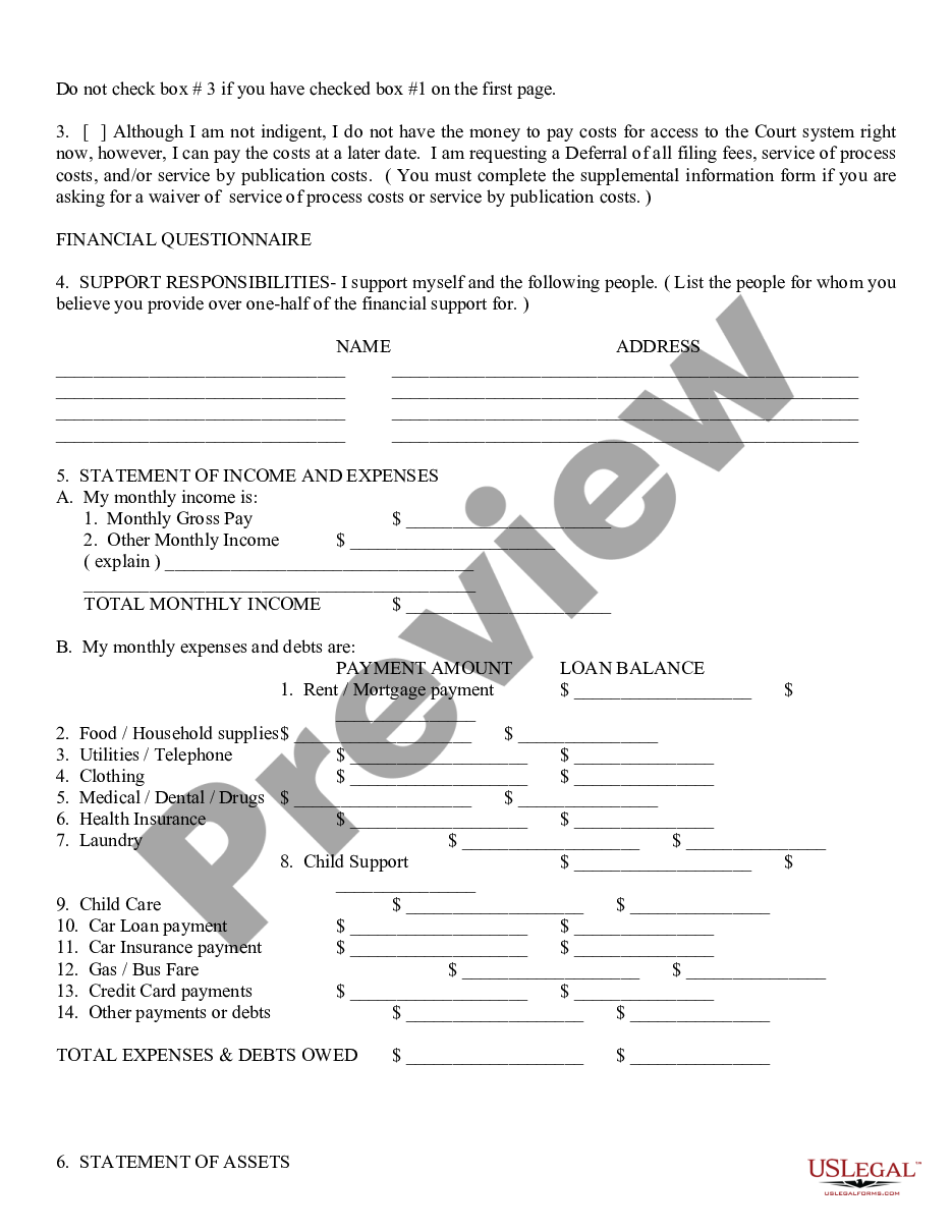form Request to Waive Filing Fees - Post Decree preview