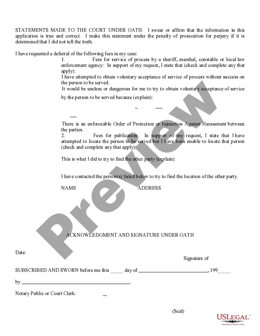 Get Application To Waive Fees - New Petitions Preview Application To Waive Fees - New Petitions