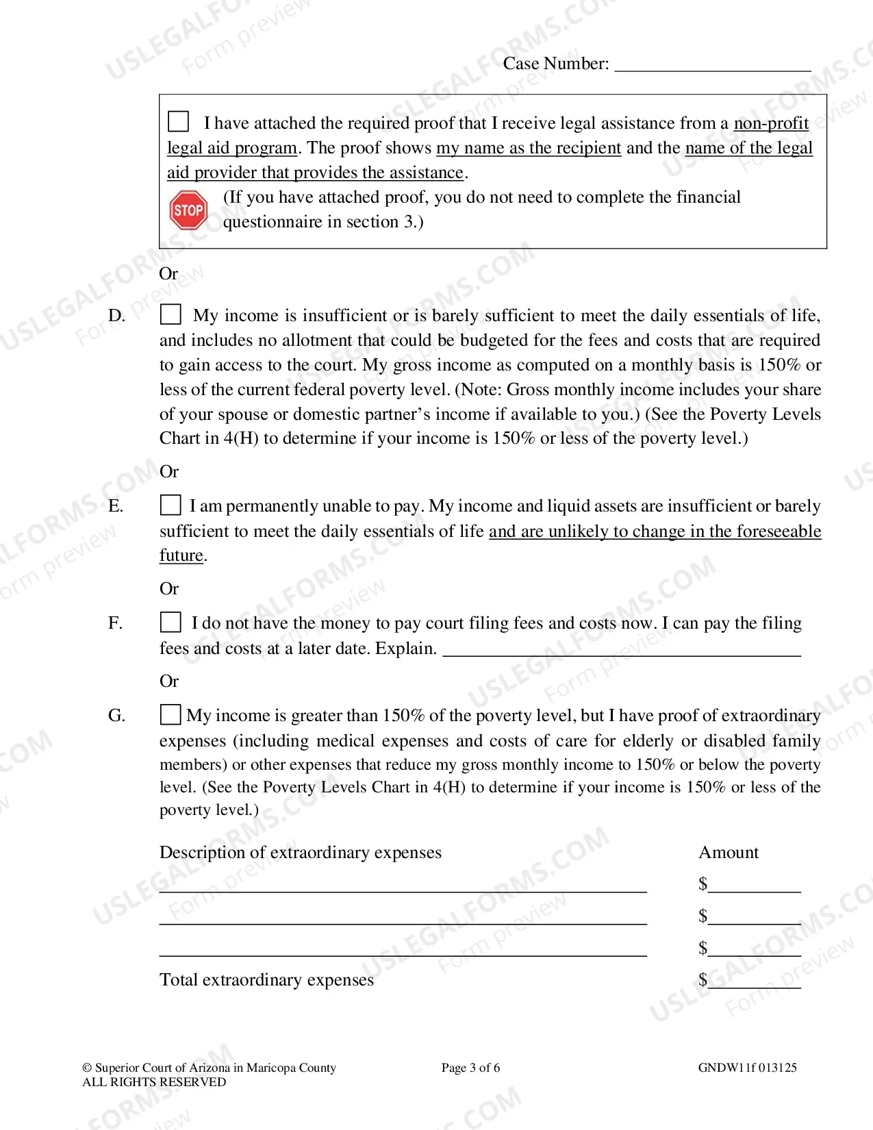 Preview Application for Deferral of Court Fees and Costs