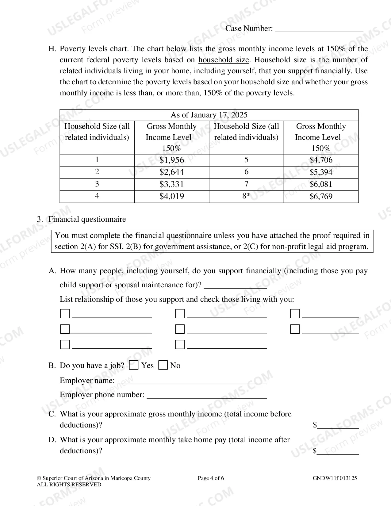 Preview Application for Deferral of Court Fees and Costs