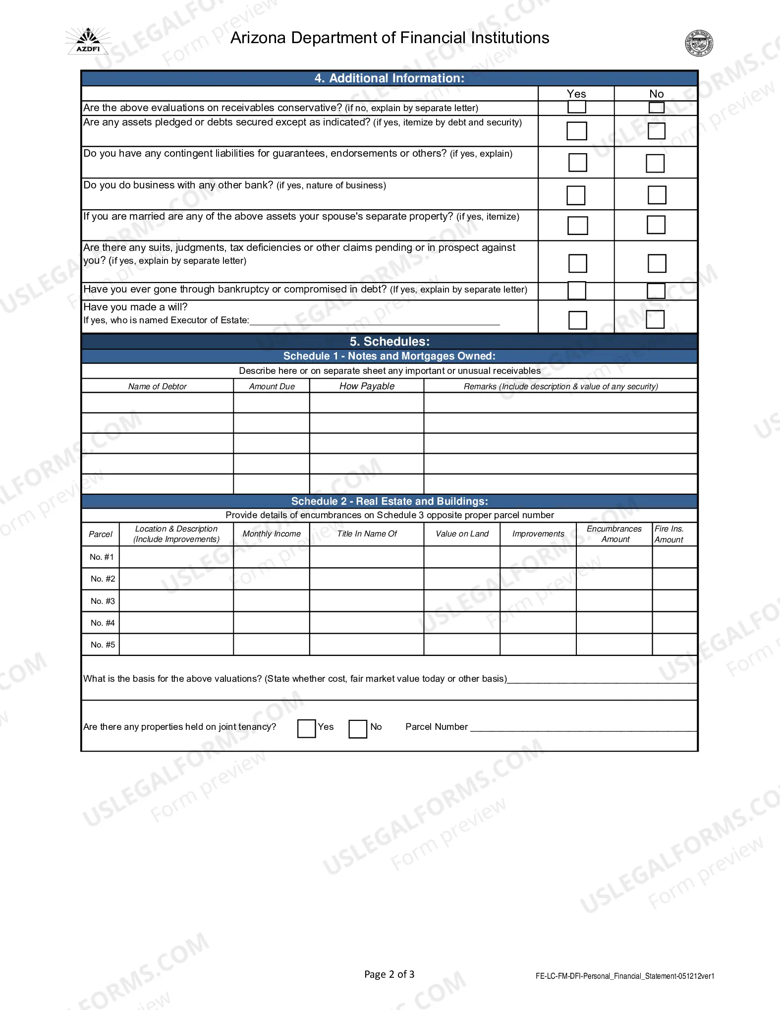 Preview Personal Financial Statement