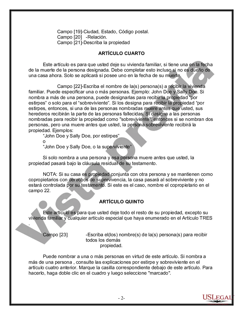 Preview Formulario de última voluntad y testamento legal para persona soltera sin hijos