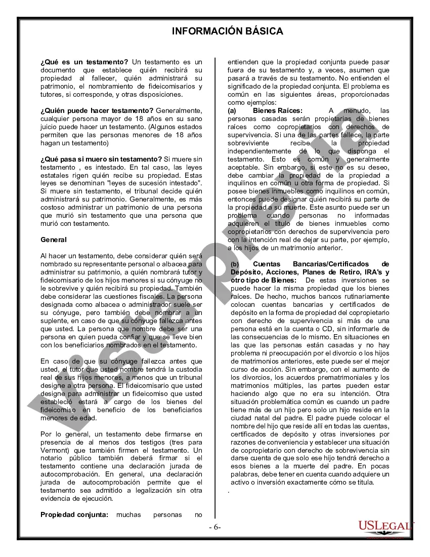 Preview Formulario Legal de Última Voluntad y Testamento para una Persona Soltera con Hijos Menores