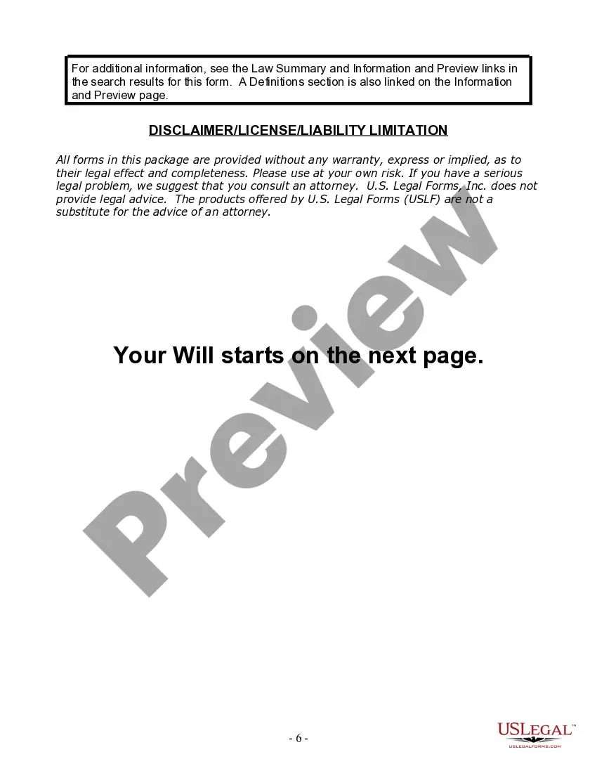 Preview Last Will and Testament for Single Person with Adult and Minor Children