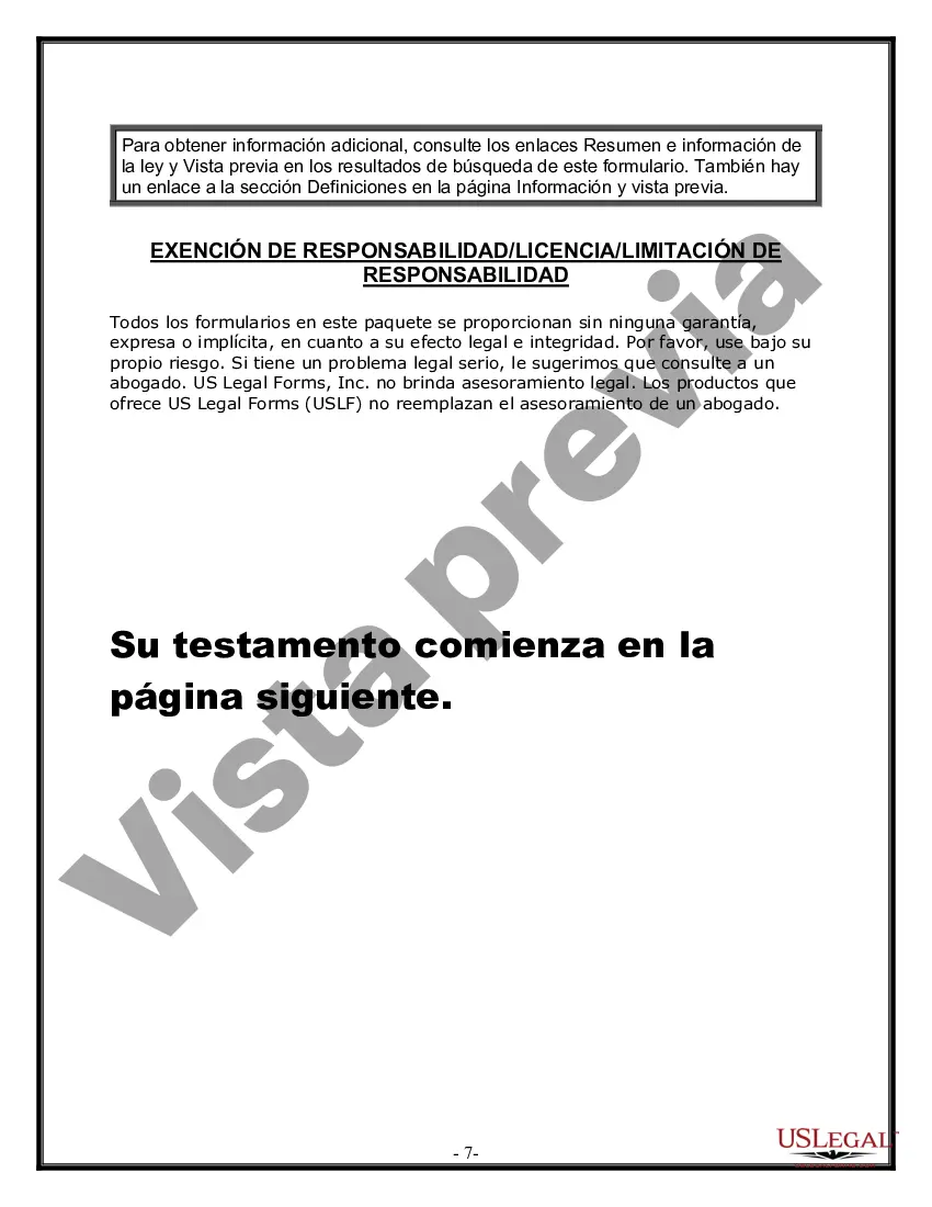 Preview Última voluntad y testamento legal para persona casada con hijos menores de edad de un matrimonio anterior