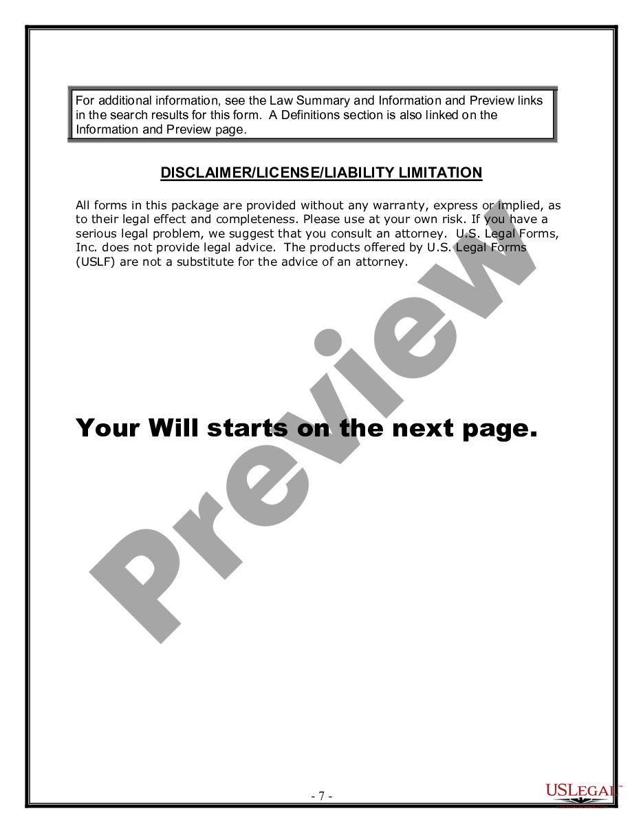 page 6 Legal Last Will and Testament for Married person with Minor Children from Prior Marriage preview