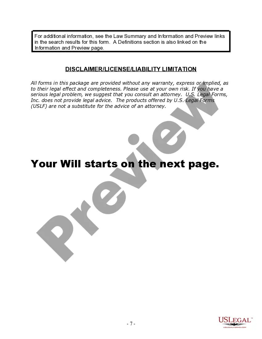 Preview Last Will and Testament for Married person with Adult Children from Prior Marriage