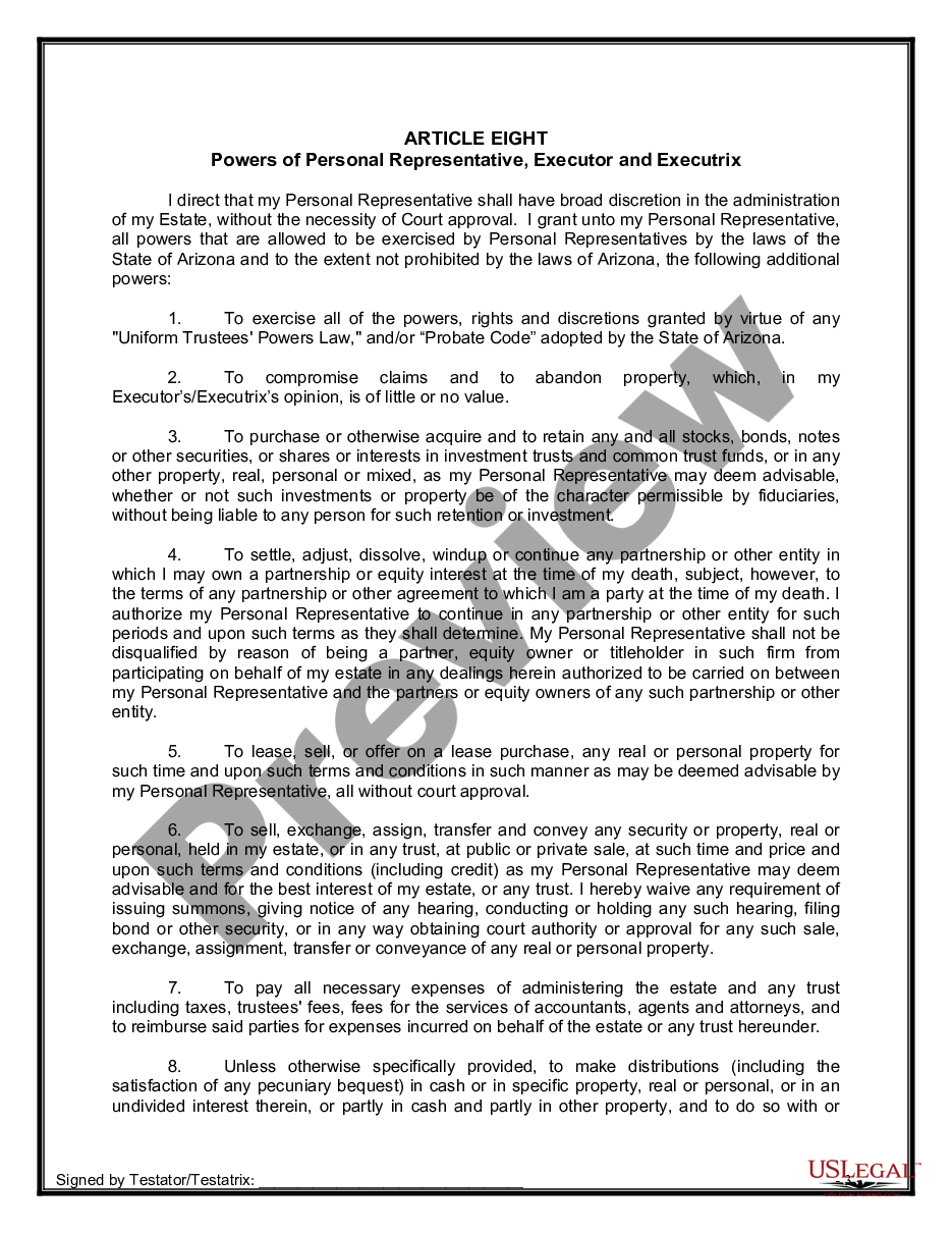 page 8 Legal Last Will and Testament Form for Divorced Person Not Remarried with No Children preview