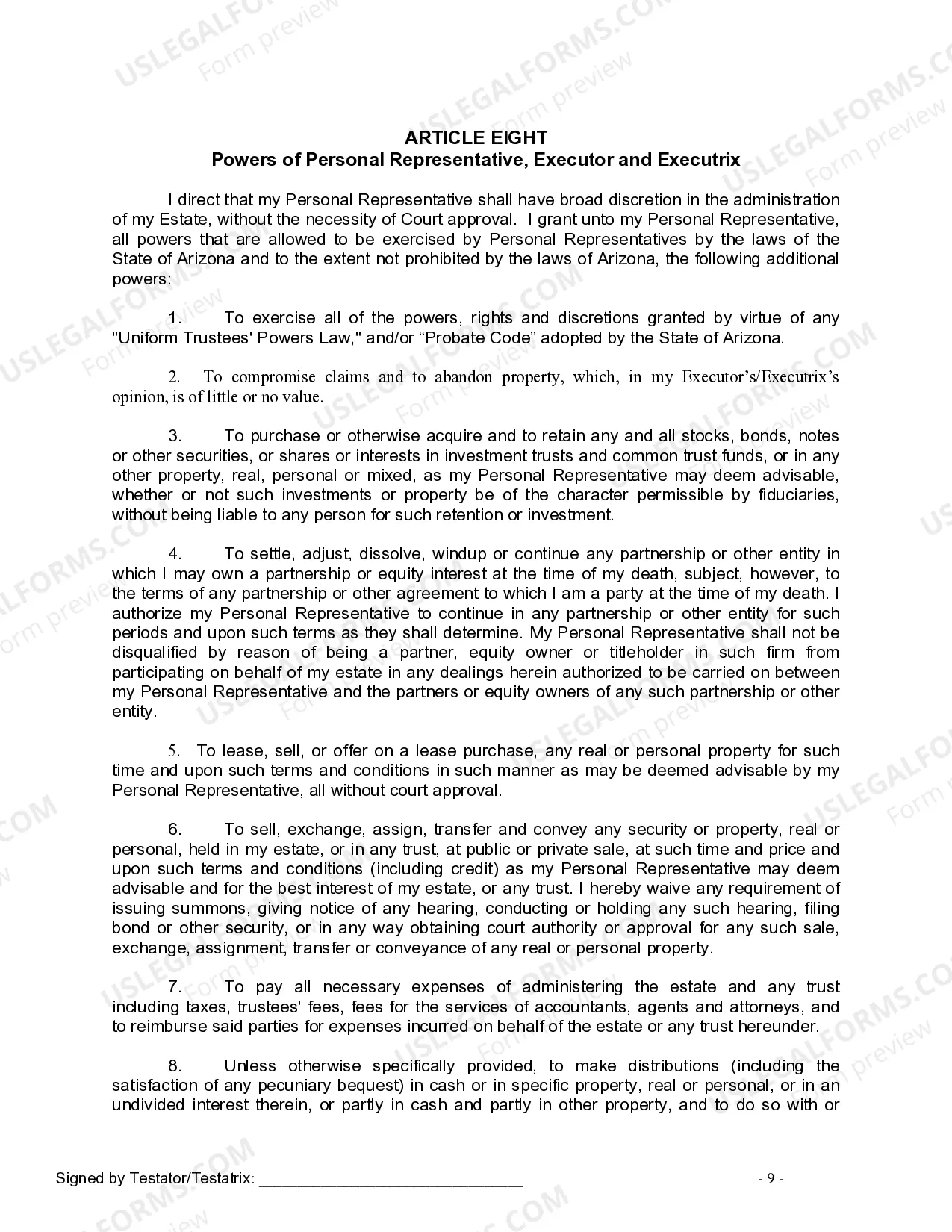 Preview Last Will and Testament for Divorced Person Not Remarried with No Children