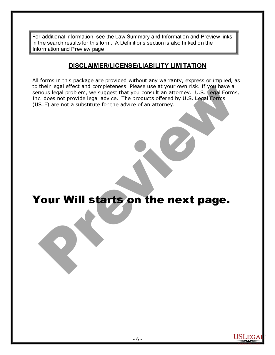 page 5 Legal Last Will and Testament Form for Divorced person not Remarried with Minor Children preview