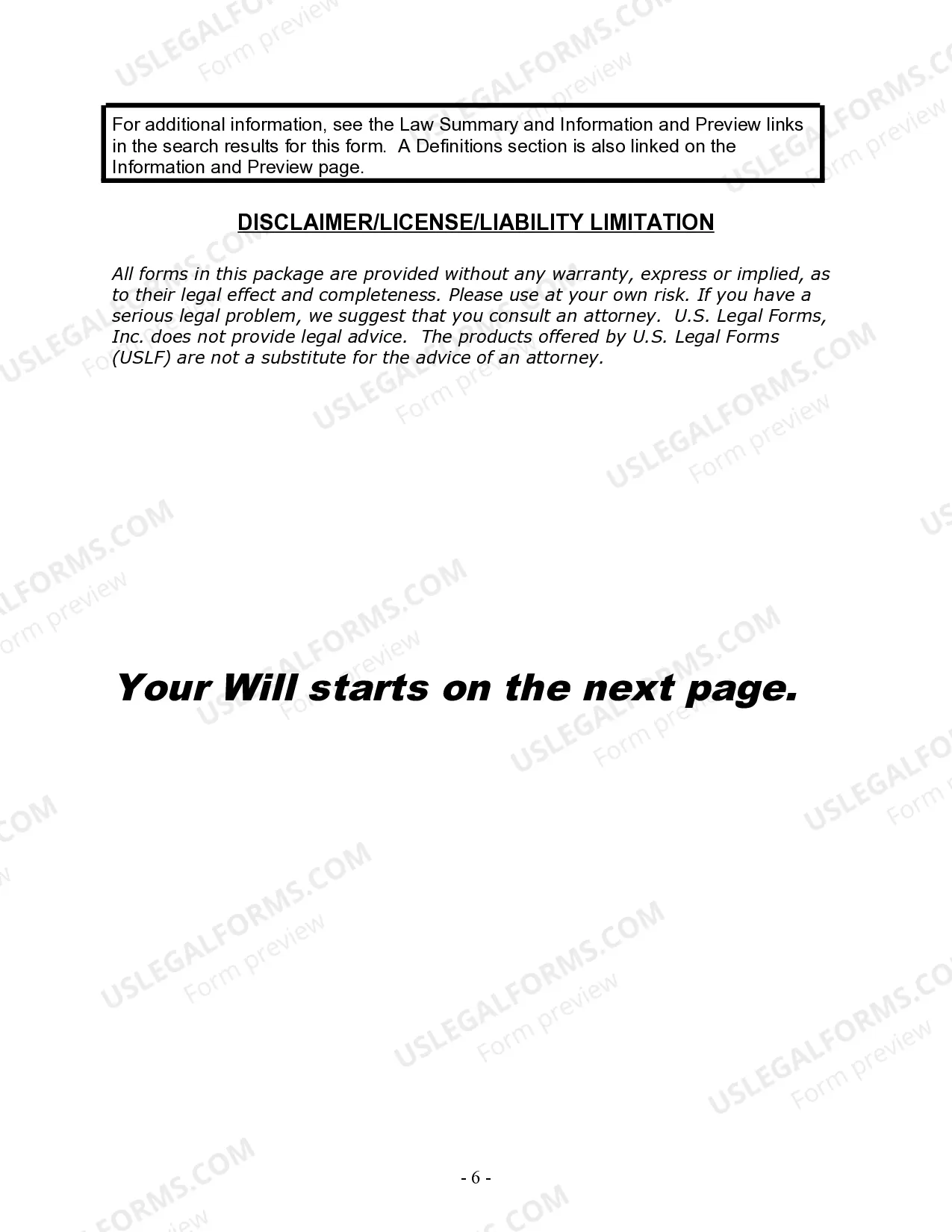 Preview Last Will and Testament for Divorced person not Remarried with Minor Children