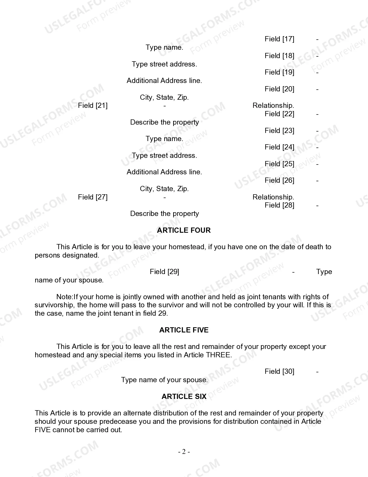 Preview Last Will and Testament for Married person with Adult Children