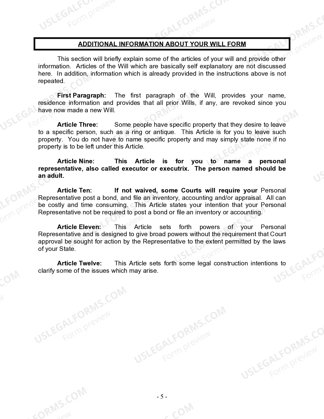 Preview Last Will and Testament for Divorced Person Not Remarried with Adult and Minor Children