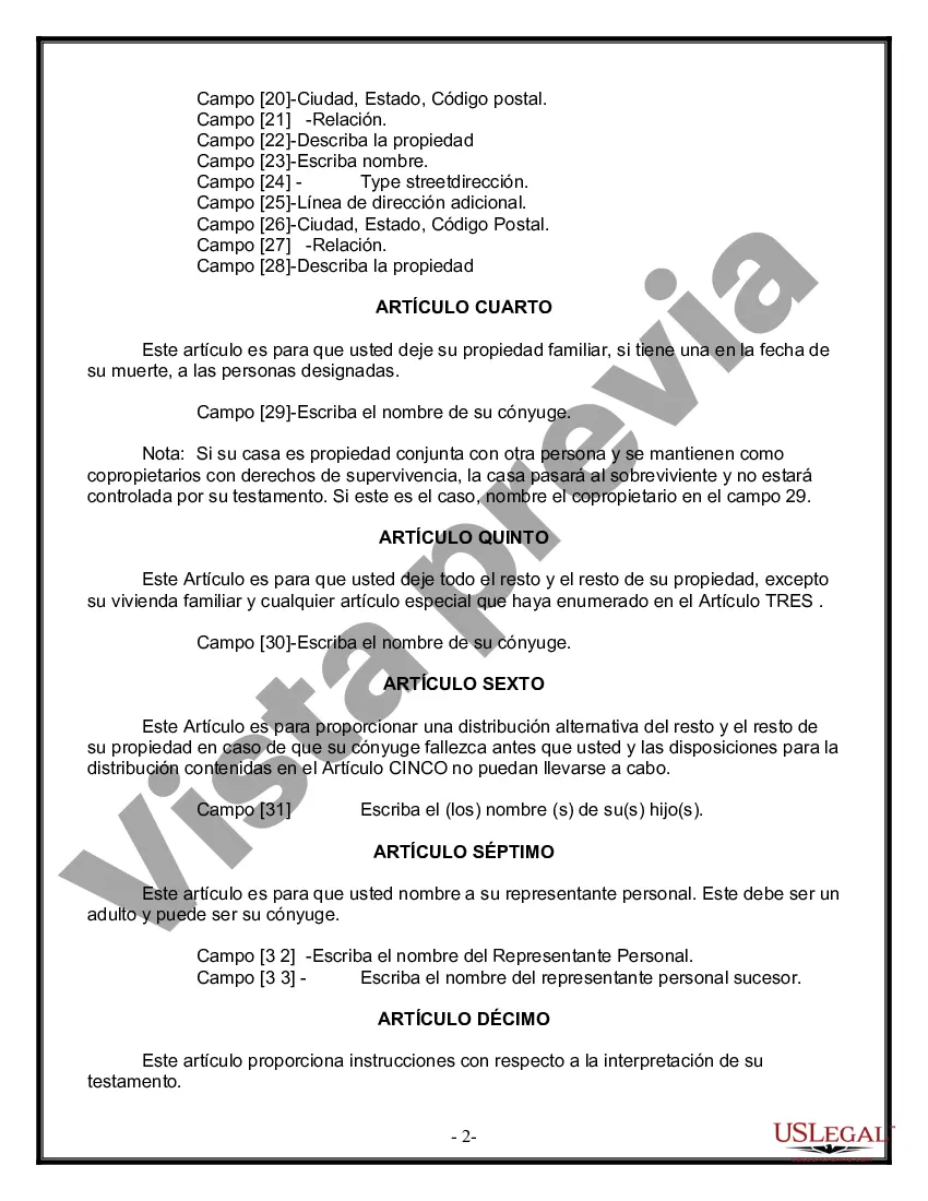 Preview Paquete de Voluntades Mutuas con Últimas Voluntades y Testamentos para Pareja Casada con Hijos Adultos