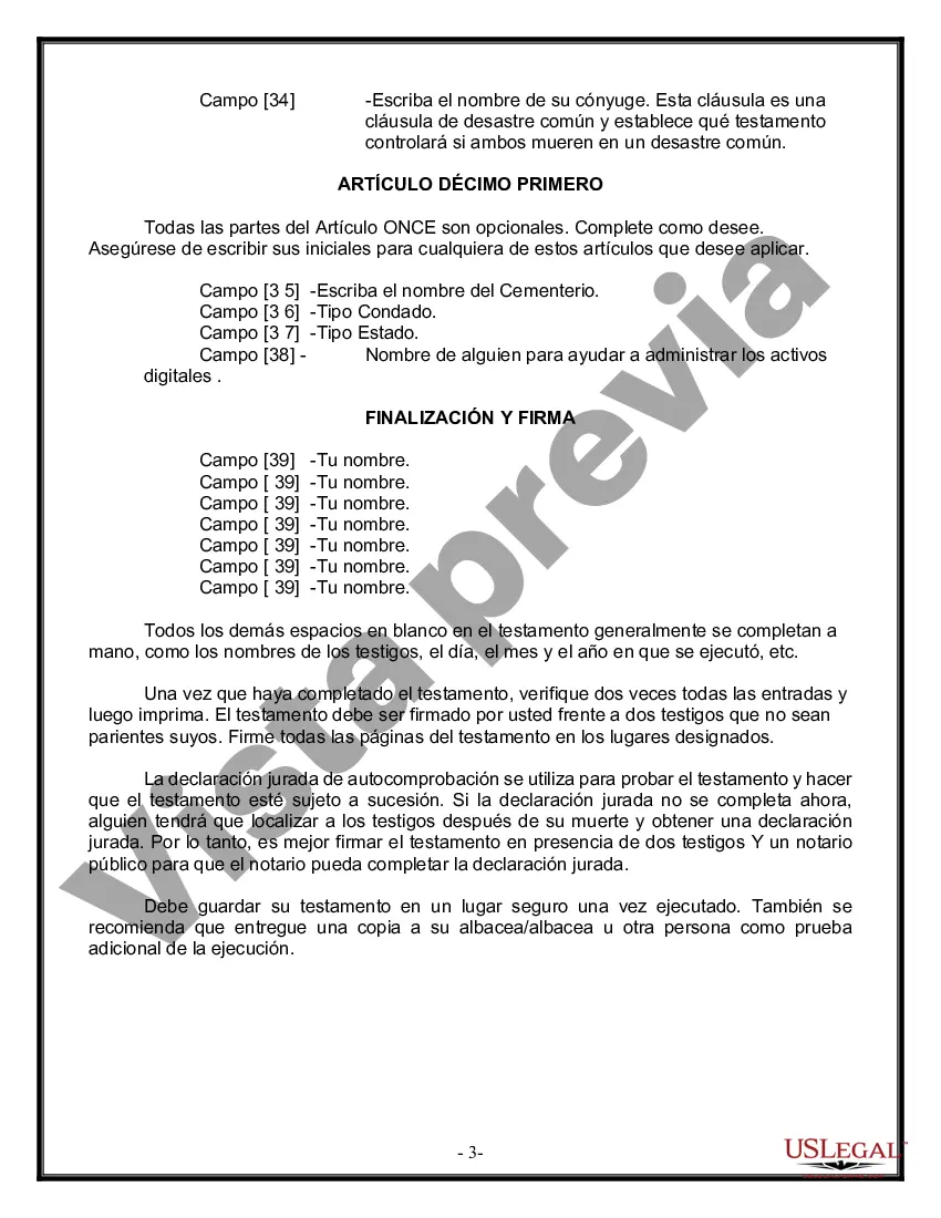 Preview Paquete de Voluntades Mutuas con Últimas Voluntades y Testamentos para Pareja Casada con Hijos Adultos