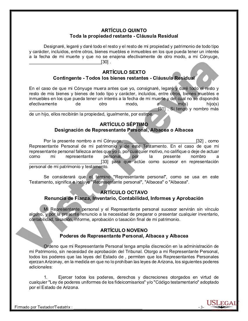 Preview Paquete de Voluntades Mutuas con Últimas Voluntades y Testamentos para Pareja Casada con Hijos Adultos