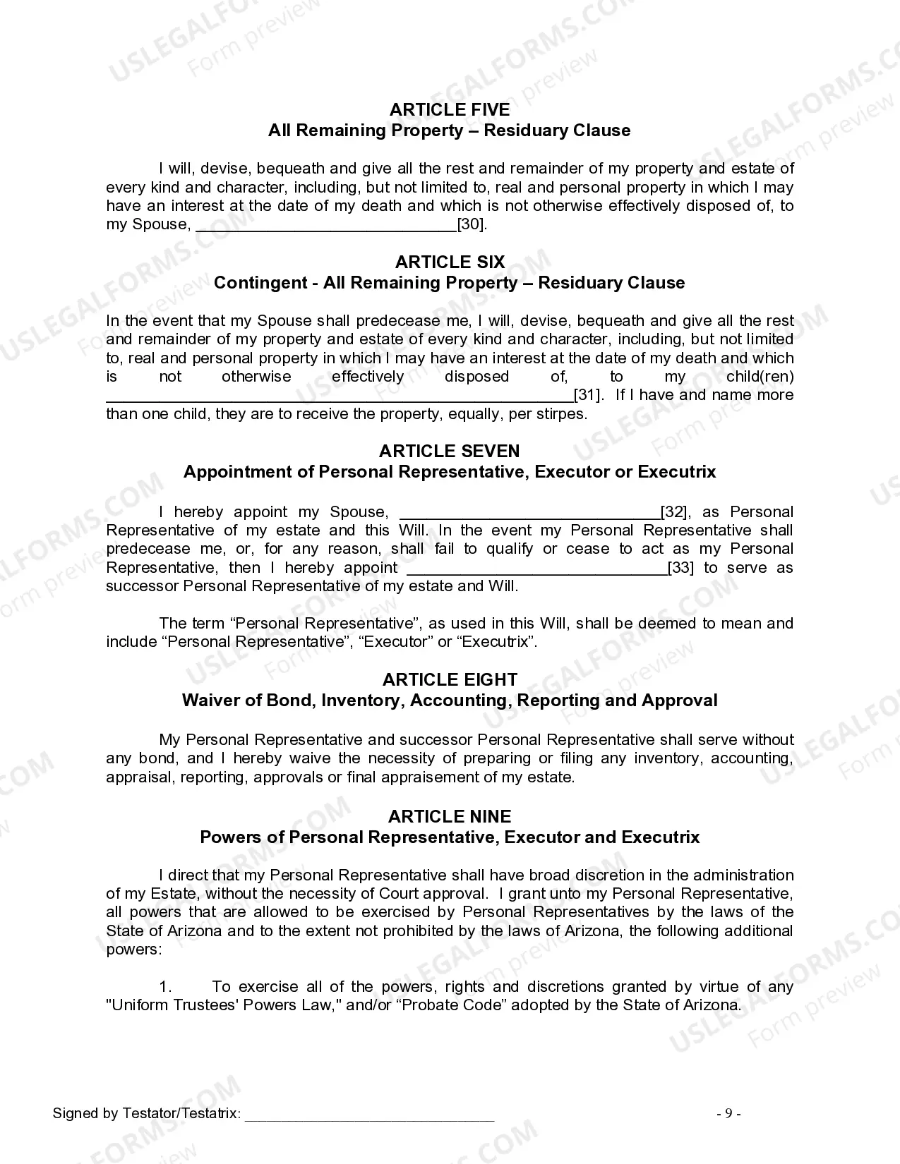 Preview Mutual Wills Package for Married Couple with Adult Children