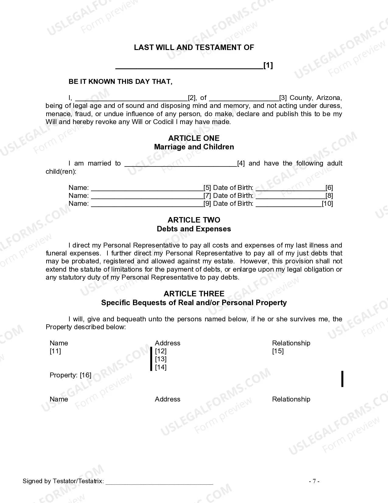 Preview Mutual Wills Package for Married Couple with Adult Children