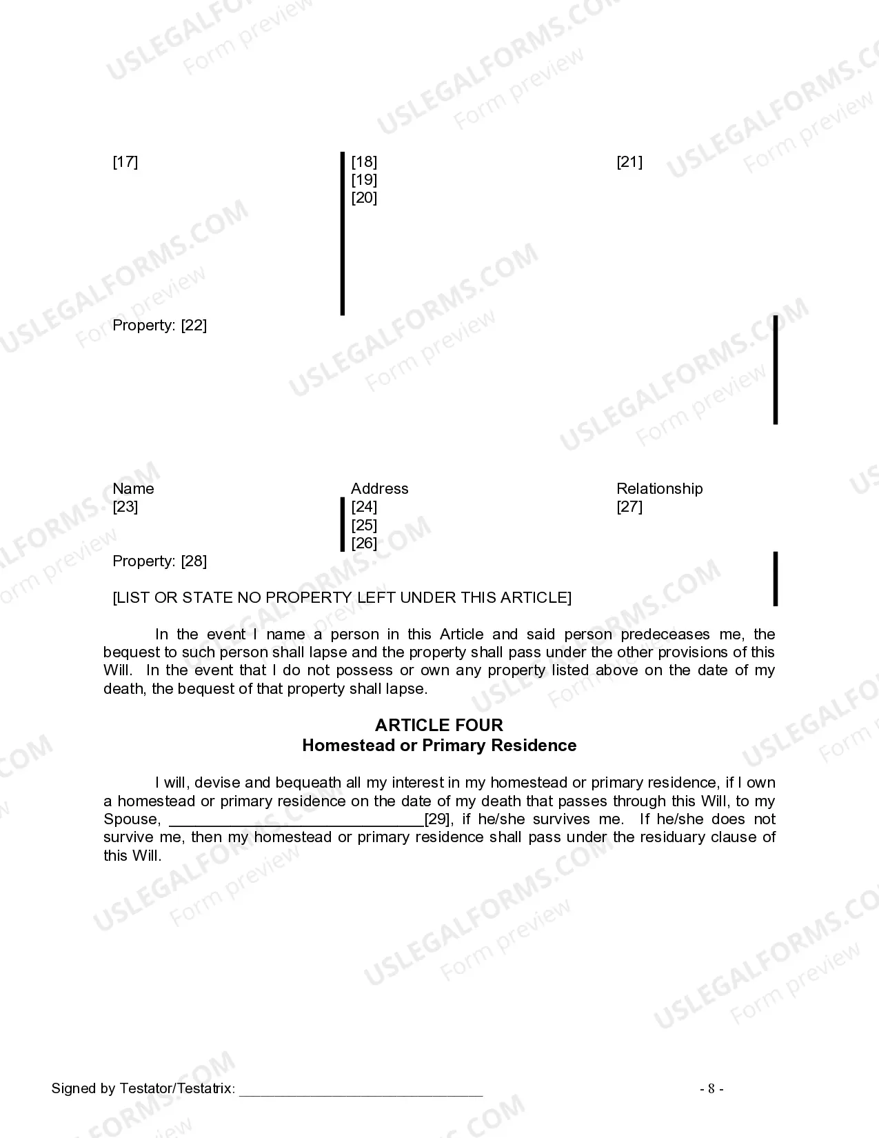 Preview Mutual Wills Package for Married Couple with Adult Children
