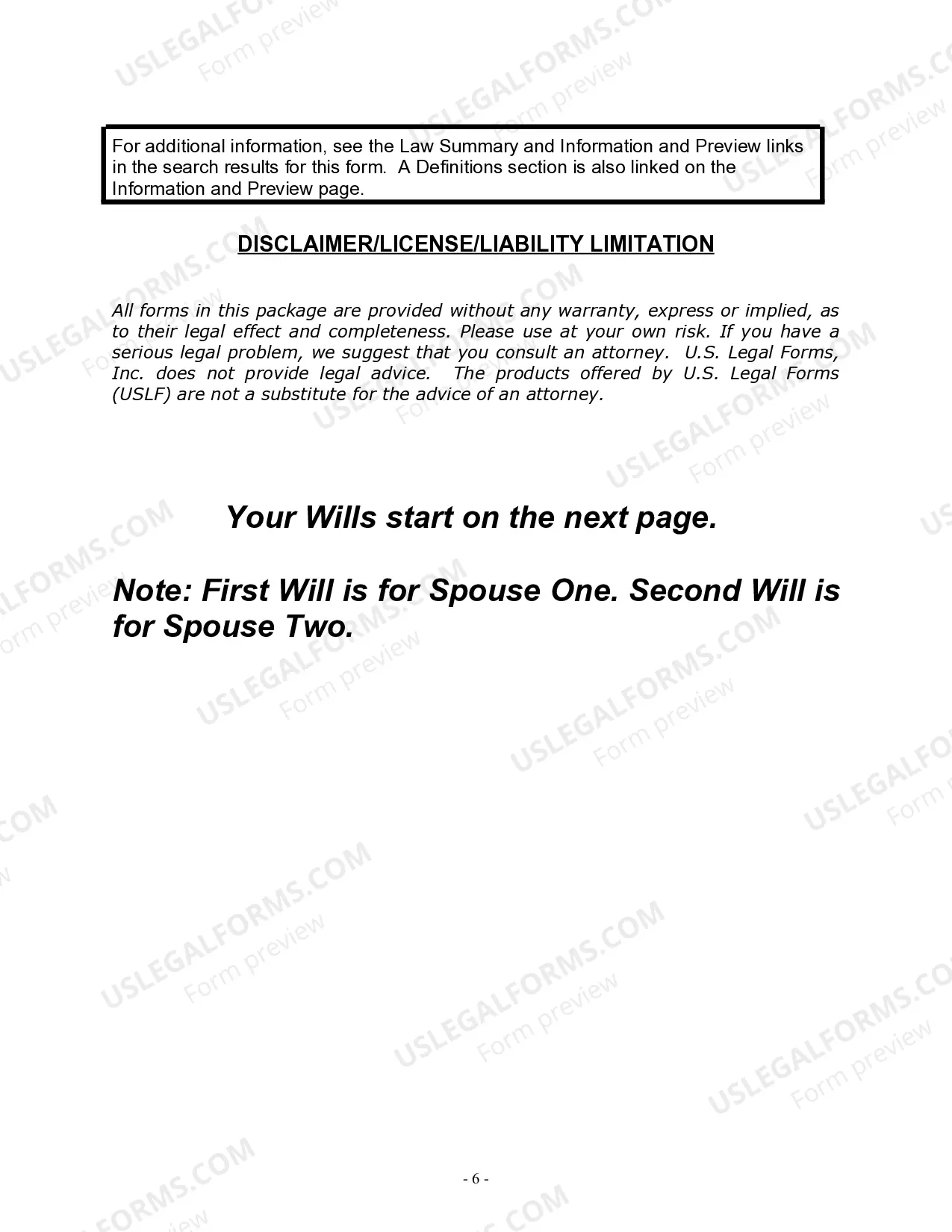 Preview Mutual Wills Package for Married Couple with No Children