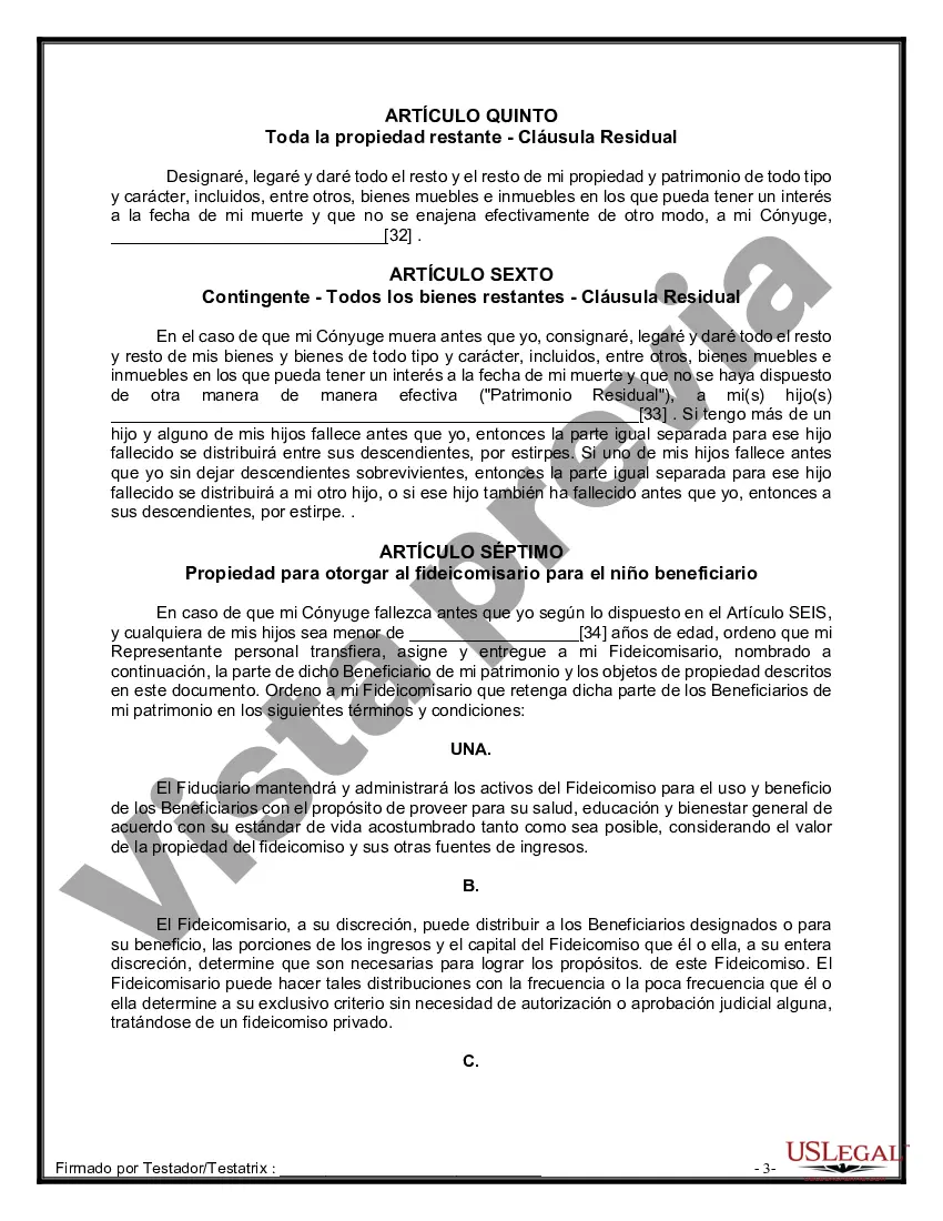 Preview Paquete de Voluntades Mutuas con Últimas Voluntades y Testamentos para Pareja Casada con Hijos Menores