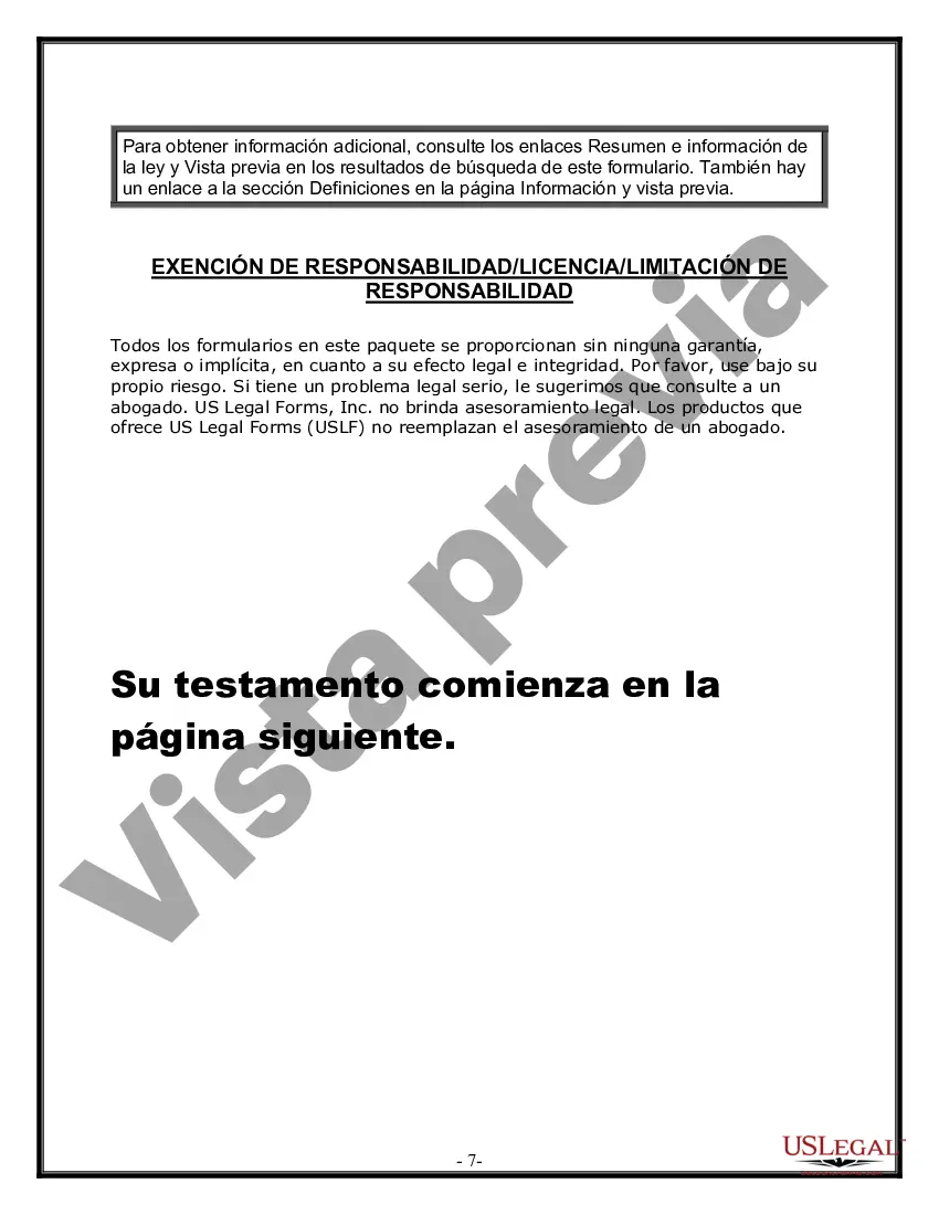 Preview Formulario Legal de Última Voluntad y Testamento para Persona Casada con Hijos Adultos y Menores de Matrimonio Anterior