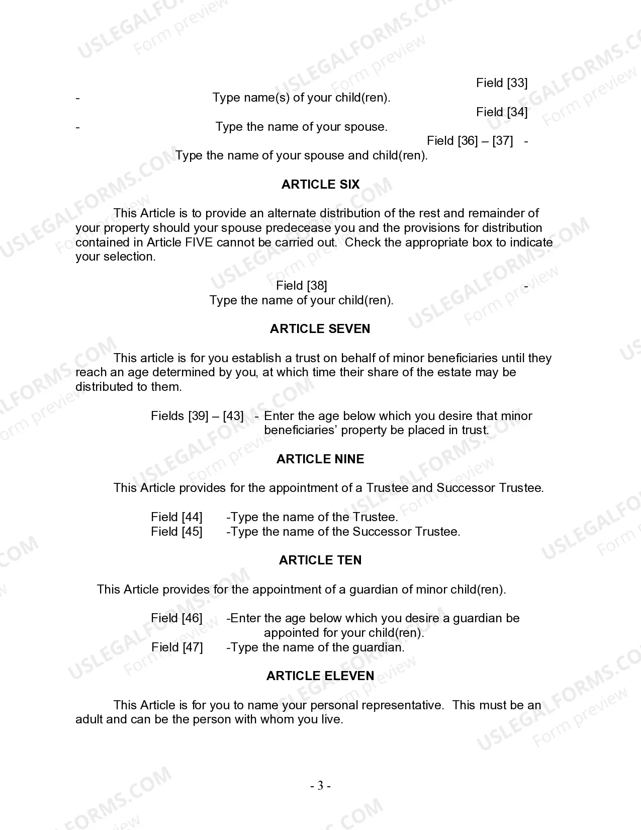 Preview Last Will and Testament for Married Person with Adult and Minor Children from Prior Marriage