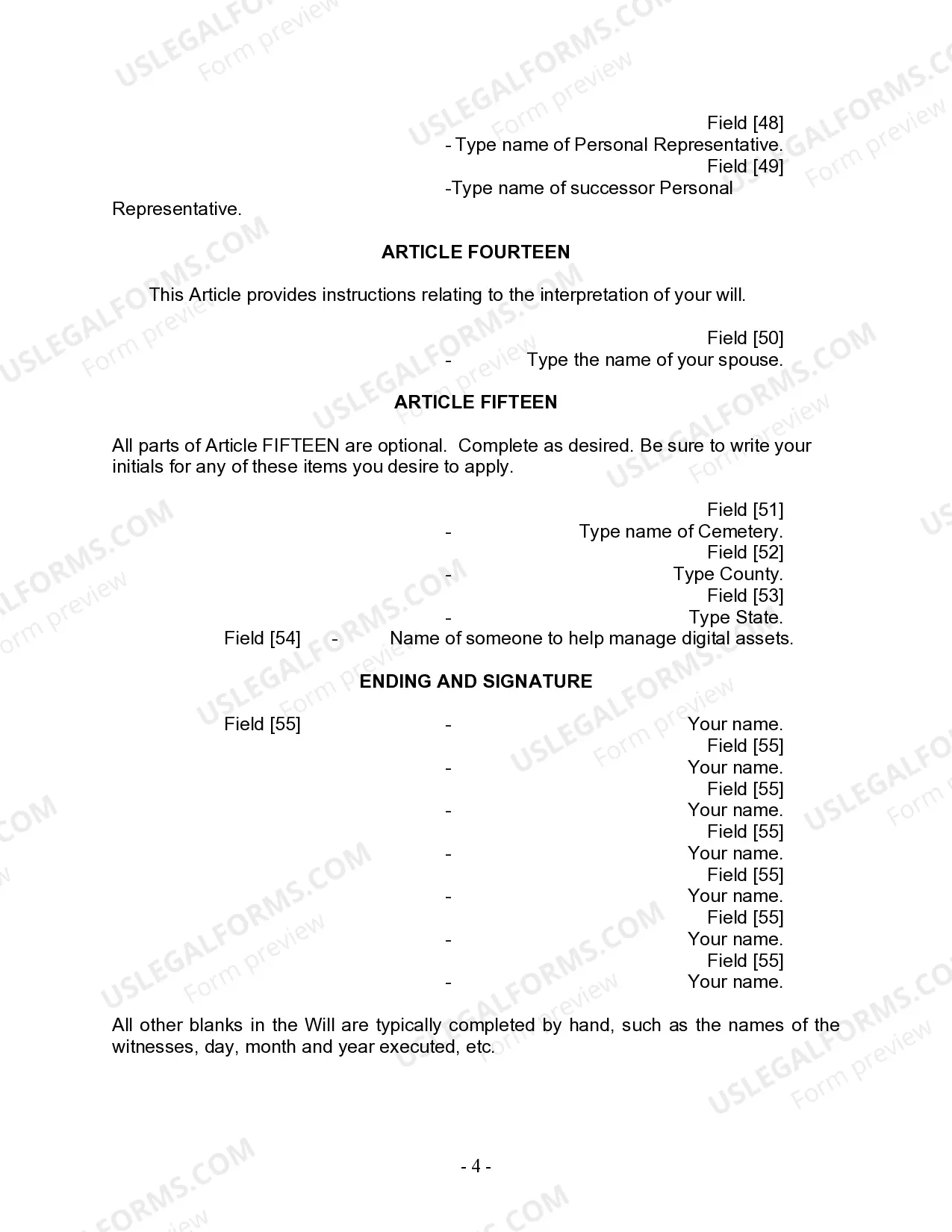Preview Last Will and Testament for Married Person with Adult and Minor Children from Prior Marriage