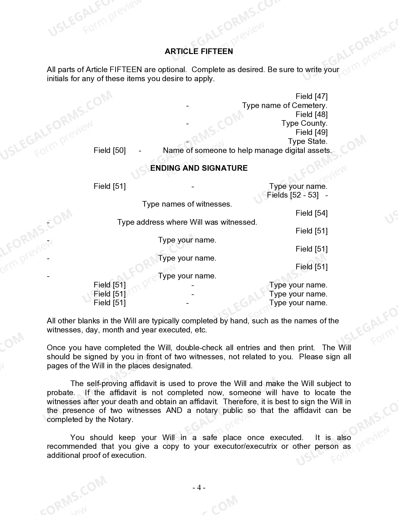 Preview Last Will and Testament for Married Person with Adult and Minor Children
