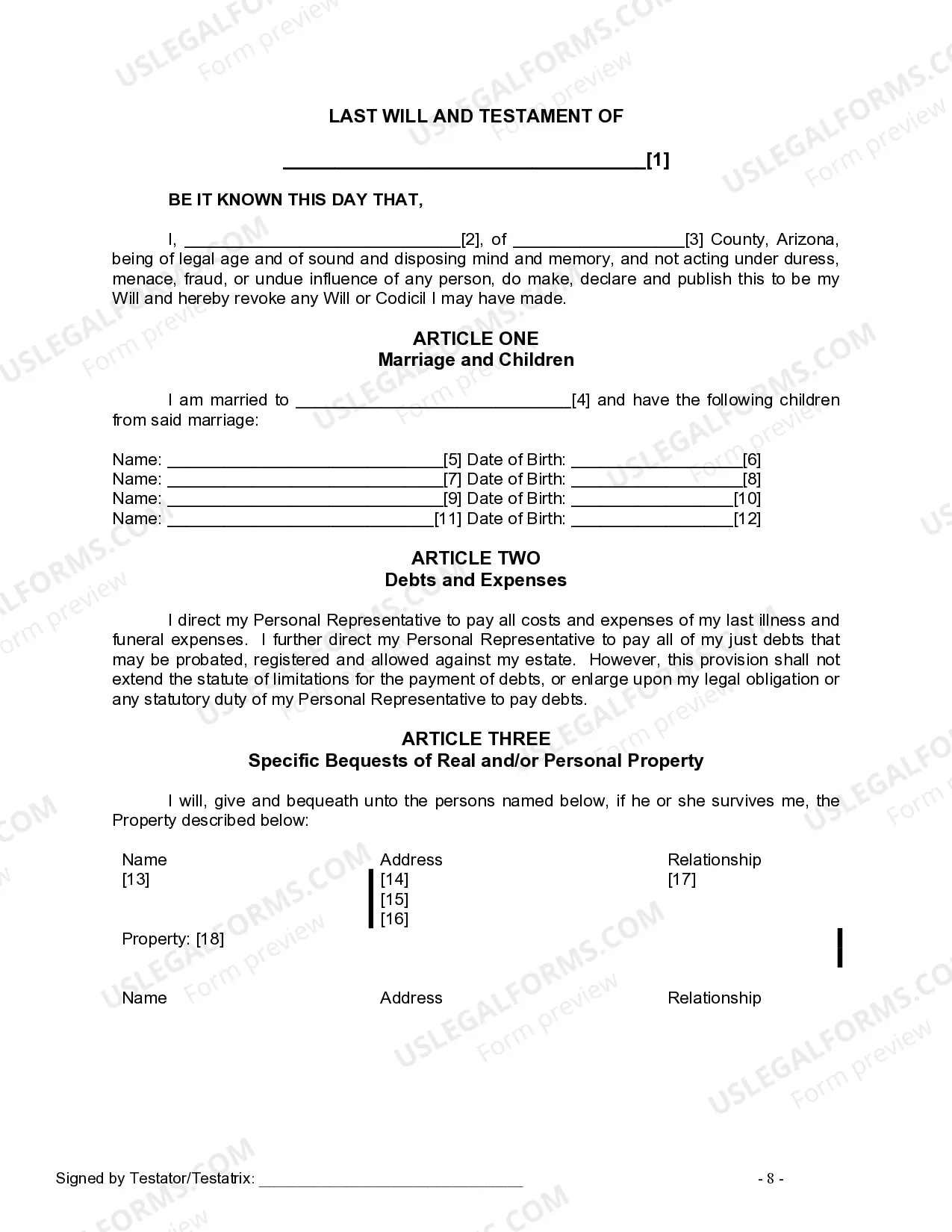 Preview Mutual Wills Package for Married Couple with Adult and Minor Children
