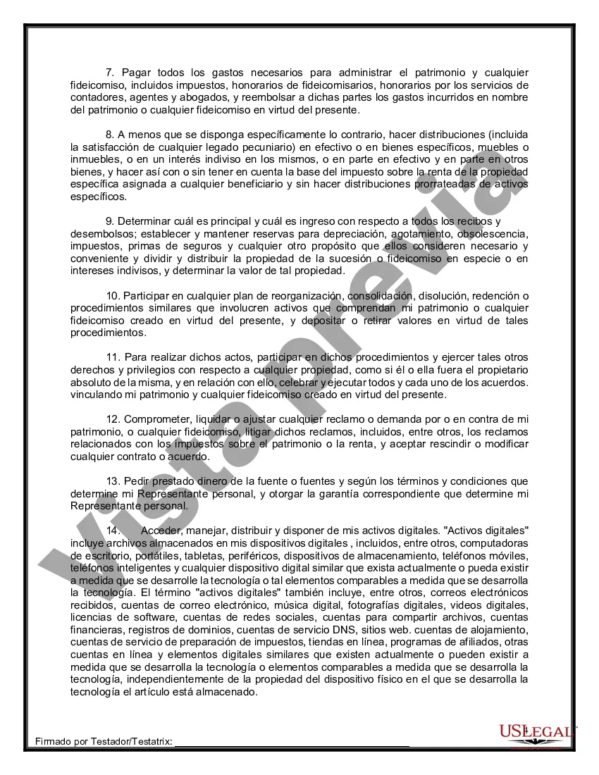 Preview Formulario de testamento y última voluntad legal para viuda o viudo con hijos adultos