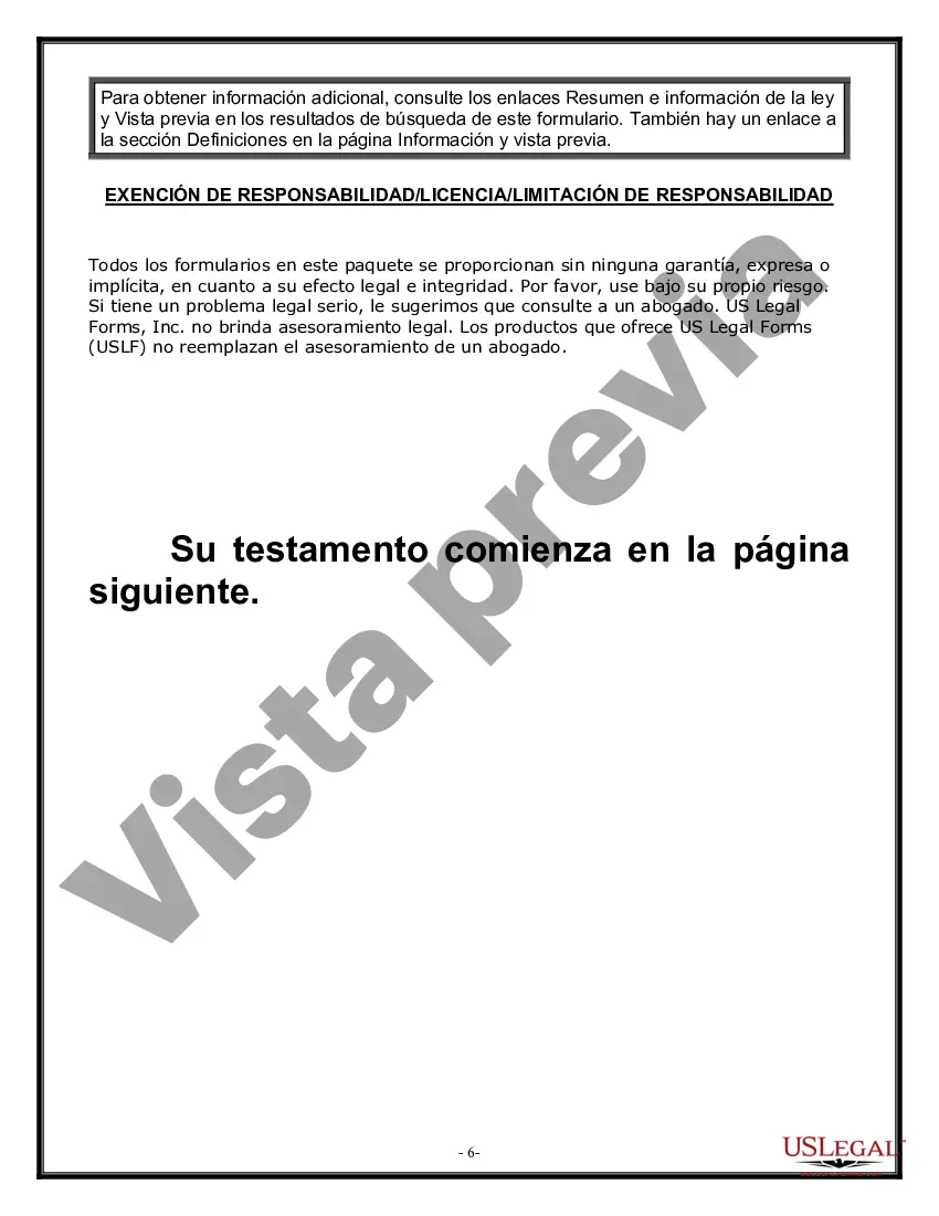 Preview Formulario Legal de Última Voluntad y Testamento para Viuda o Viudo con Hijos Menores