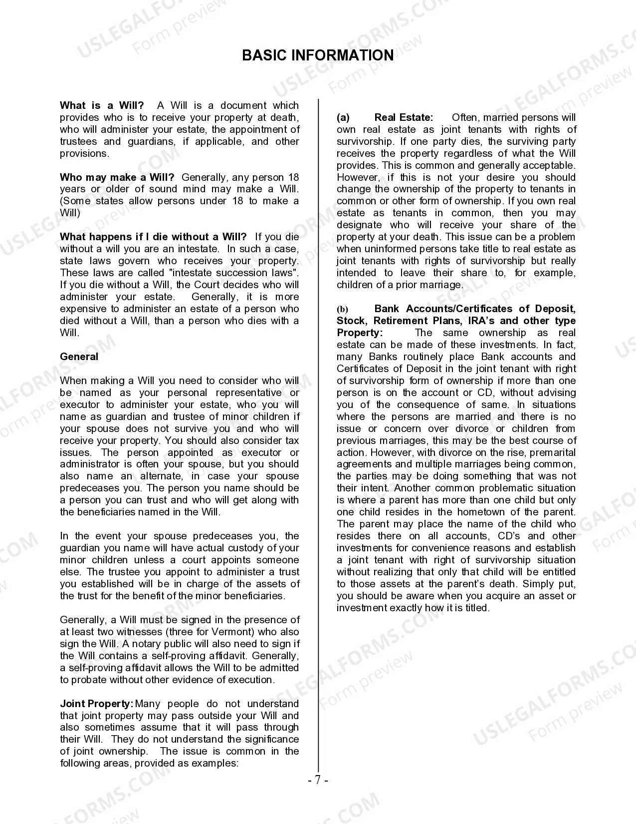 Preview Last Will and Testament for a Widow or Widower with Adult and Minor Children