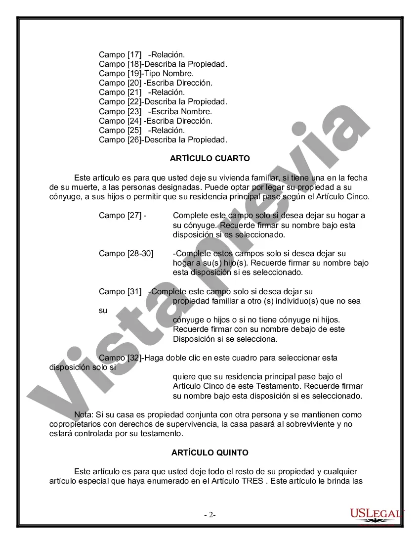 Preview Última voluntad y testamento para otras personas