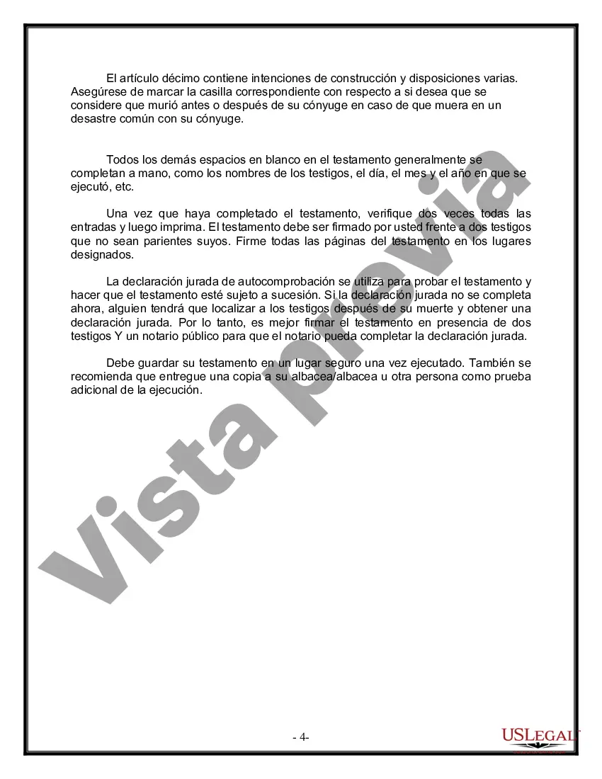 Preview Última voluntad y testamento para otras personas