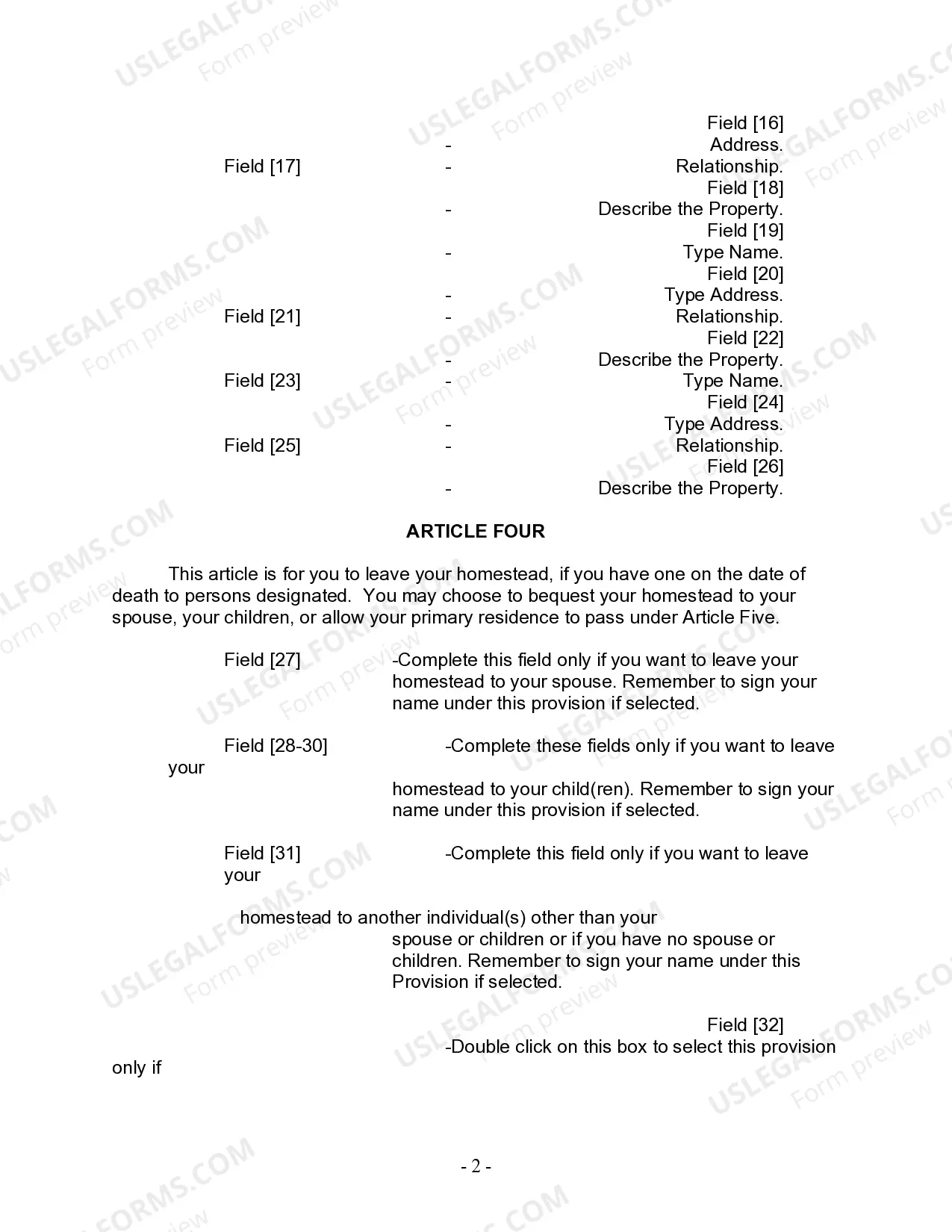 Preview Last Will and Testament for other Persons