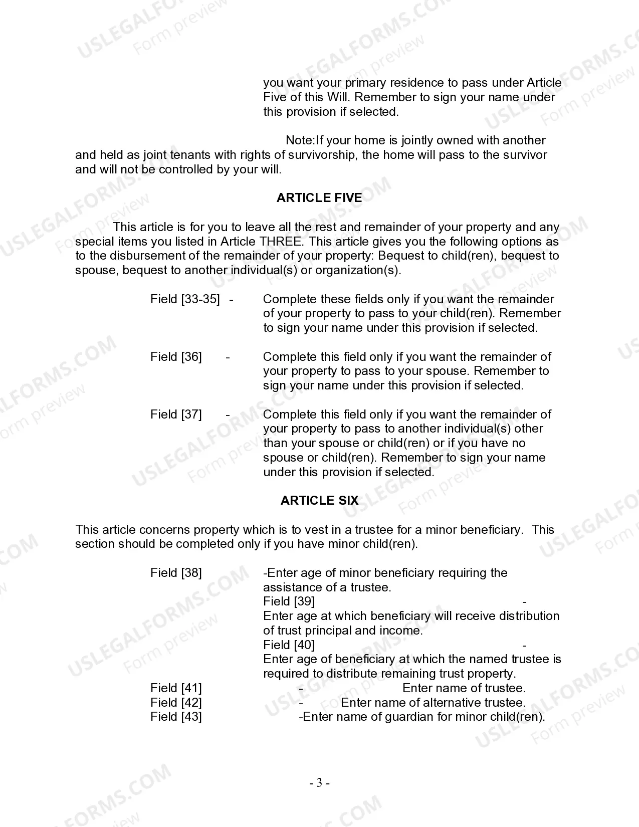 Preview Last Will and Testament for other Persons