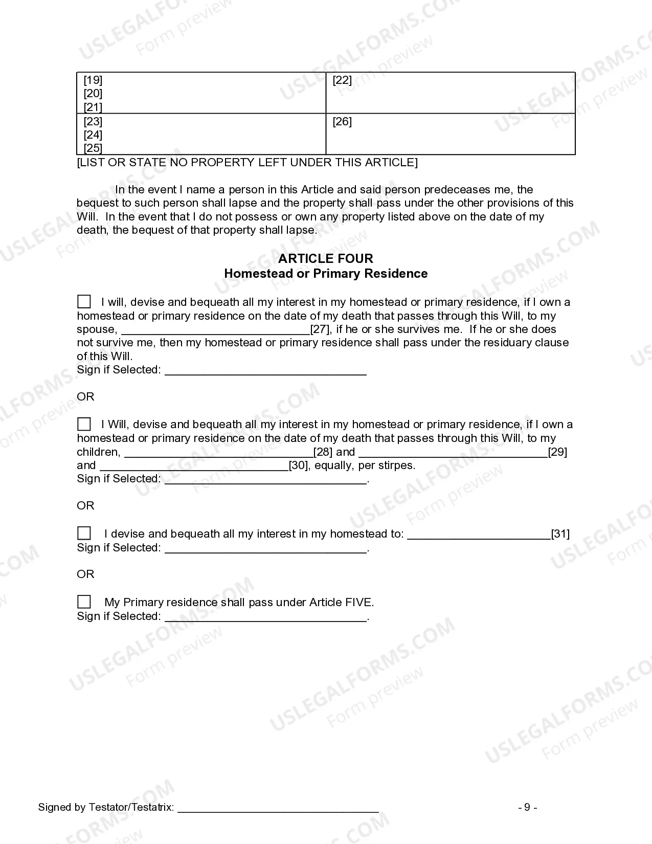 Preview Last Will and Testament for other Persons