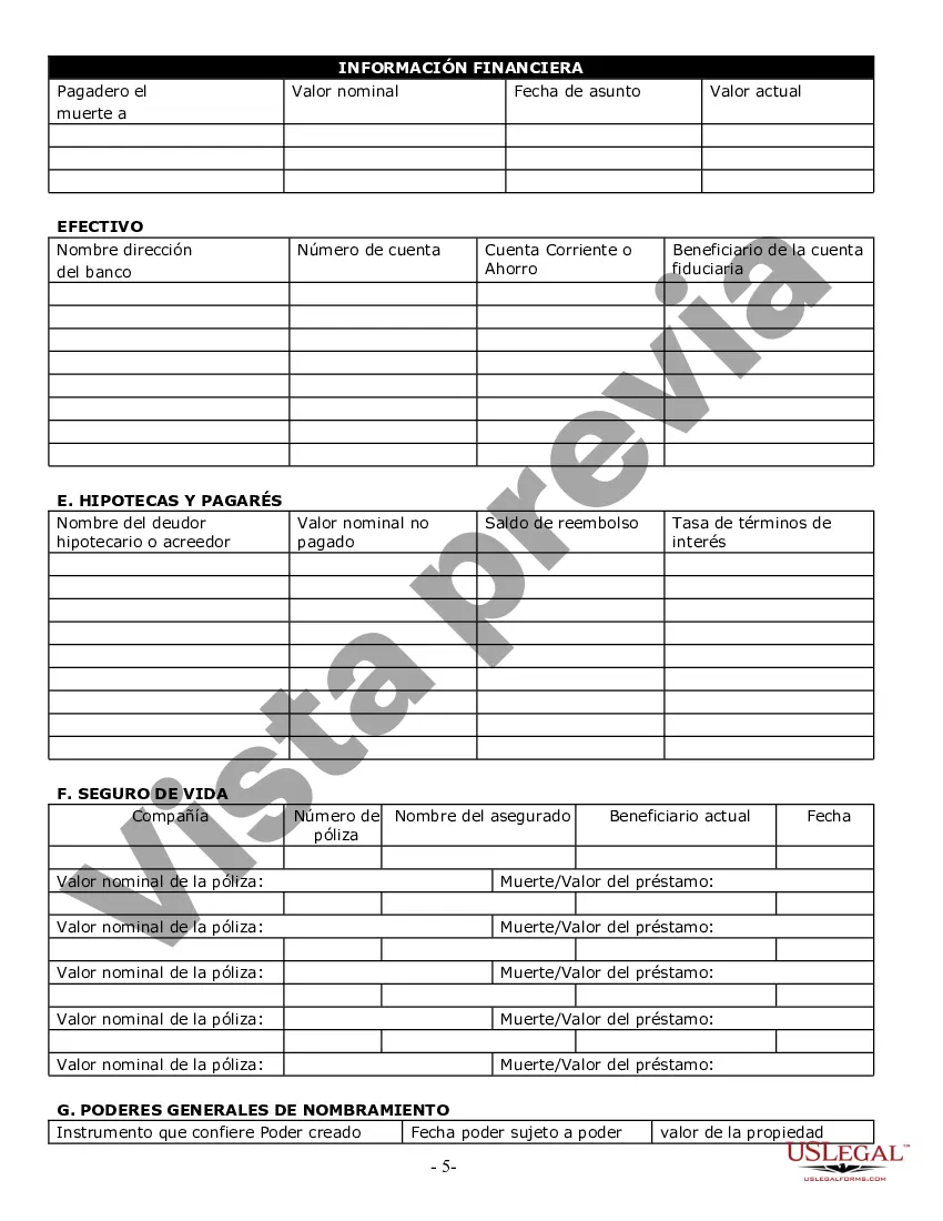 Preview Cuestionario y hojas de trabajo de planificación patrimonial
